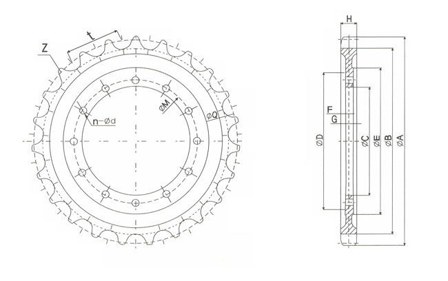 E70B Casting Drive Sprocket OEM Excavator CATERPILLAR Undercarriage Parts